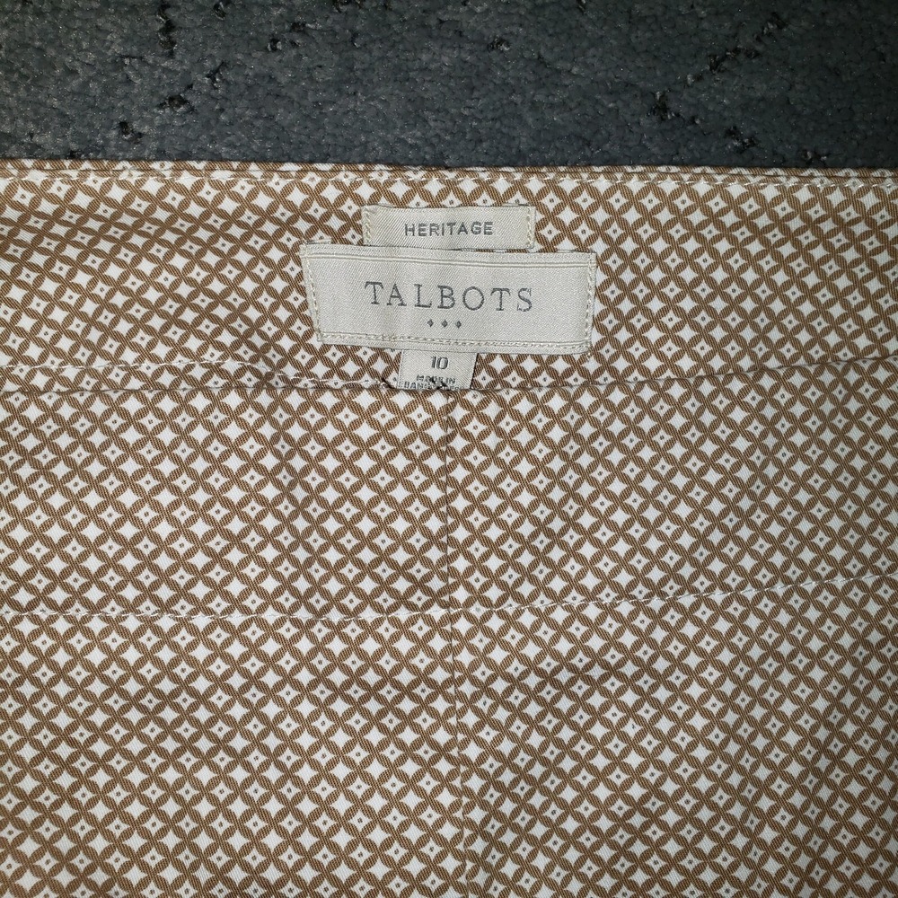 Talbots Pants Womens 10 Tan Heritage Side Zip Crop Wide Leg Loose Relaxed Career - Picture 2 of 10